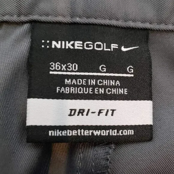 Nike Golf Pants Men's Size 36x30 Gray Straight Leg Chino Pants Modern - Picture 8 of 9